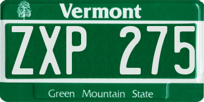 VT license plate ZXP275