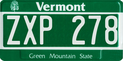 VT license plate ZXP278