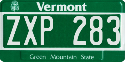 VT license plate ZXP283