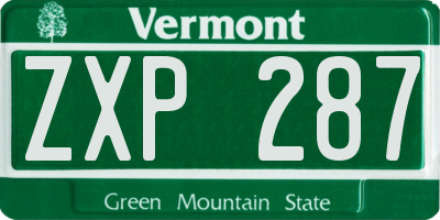 VT license plate ZXP287