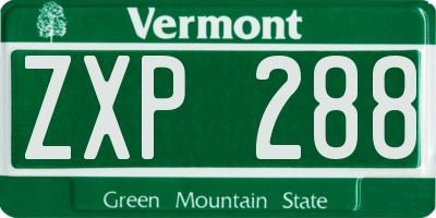 VT license plate ZXP288
