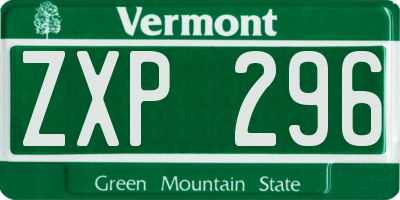 VT license plate ZXP296