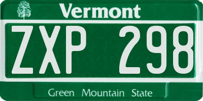 VT license plate ZXP298