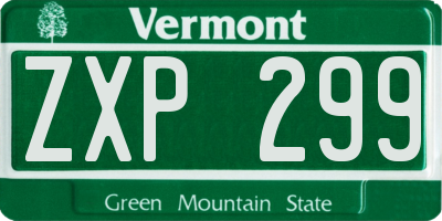 VT license plate ZXP299