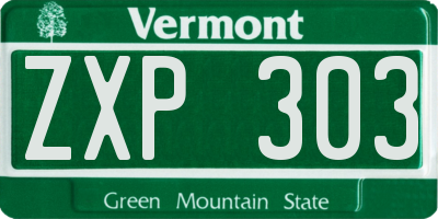 VT license plate ZXP303