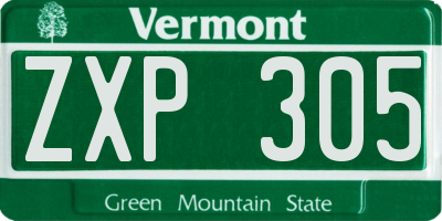 VT license plate ZXP305