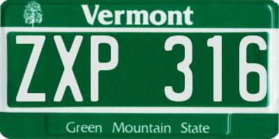 VT license plate ZXP316