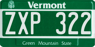 VT license plate ZXP322