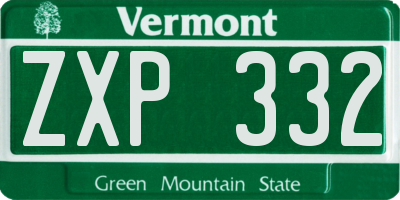 VT license plate ZXP332