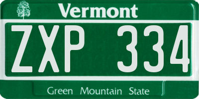 VT license plate ZXP334