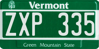 VT license plate ZXP335