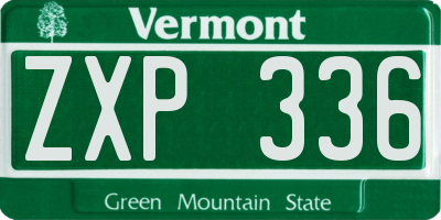VT license plate ZXP336