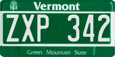 VT license plate ZXP342
