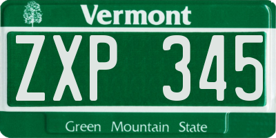 VT license plate ZXP345