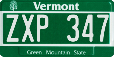 VT license plate ZXP347
