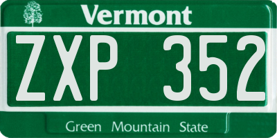 VT license plate ZXP352