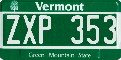VT license plate ZXP353