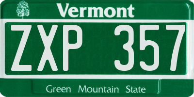VT license plate ZXP357