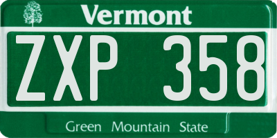 VT license plate ZXP358