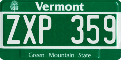 VT license plate ZXP359