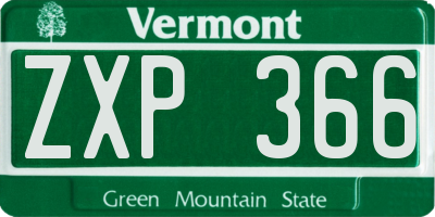 VT license plate ZXP366