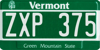 VT license plate ZXP375