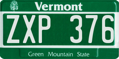 VT license plate ZXP376