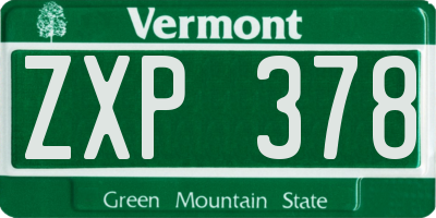 VT license plate ZXP378