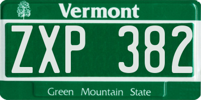 VT license plate ZXP382