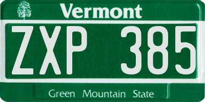 VT license plate ZXP385