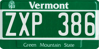 VT license plate ZXP386