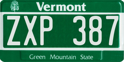 VT license plate ZXP387
