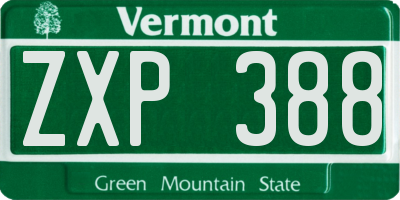 VT license plate ZXP388