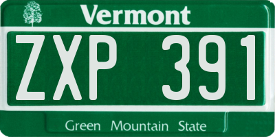 VT license plate ZXP391