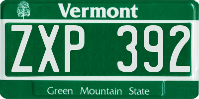 VT license plate ZXP392
