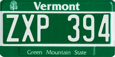 VT license plate ZXP394