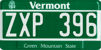 VT license plate ZXP396