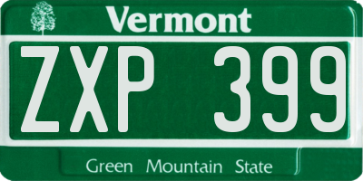 VT license plate ZXP399