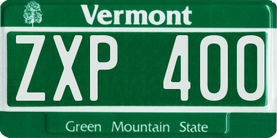 VT license plate ZXP400