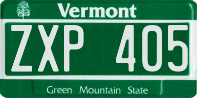 VT license plate ZXP405
