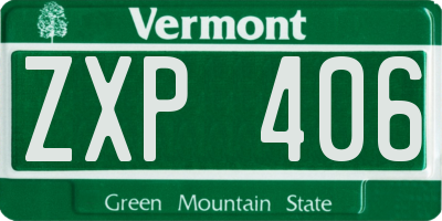 VT license plate ZXP406