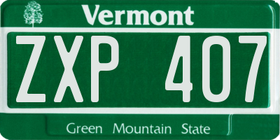 VT license plate ZXP407