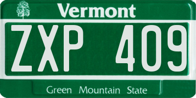 VT license plate ZXP409