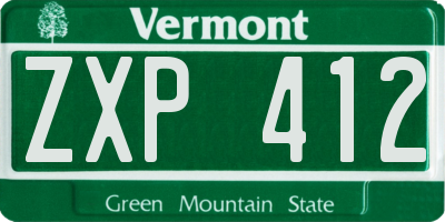 VT license plate ZXP412