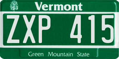 VT license plate ZXP415