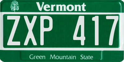VT license plate ZXP417