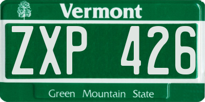VT license plate ZXP426