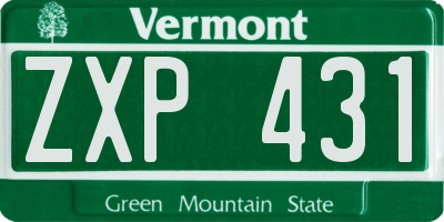 VT license plate ZXP431
