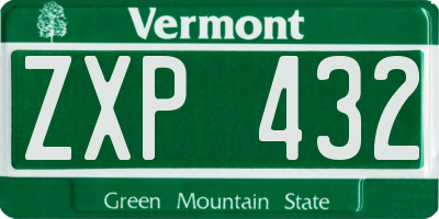 VT license plate ZXP432