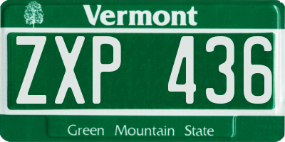 VT license plate ZXP436